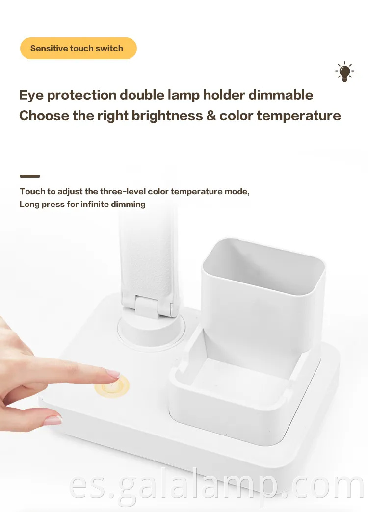 Lámpara de escritorio de doble cabeza recargable con protección para los ojos